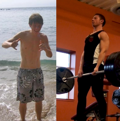 The author with a 50 lbs difference in body mass