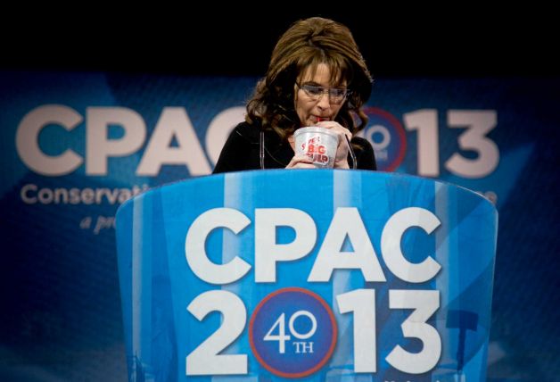 Palin publicly enjoys a big gulp. 