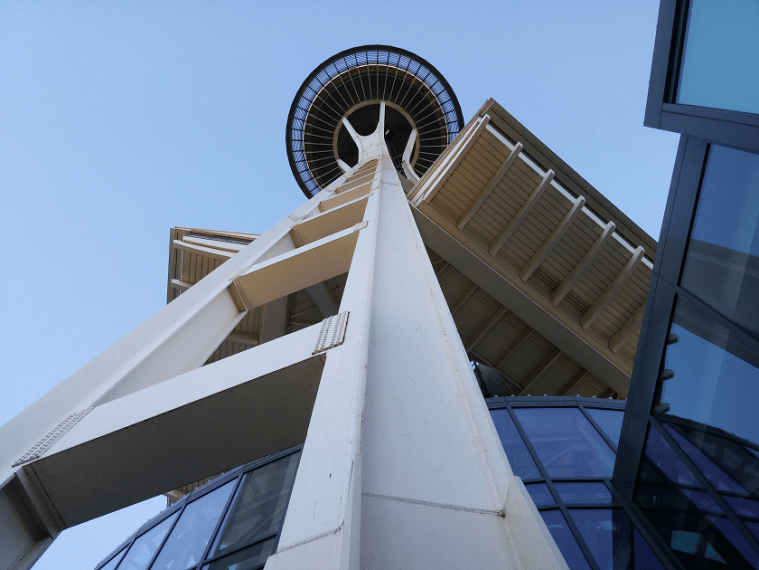 Up very close to the Space Needle